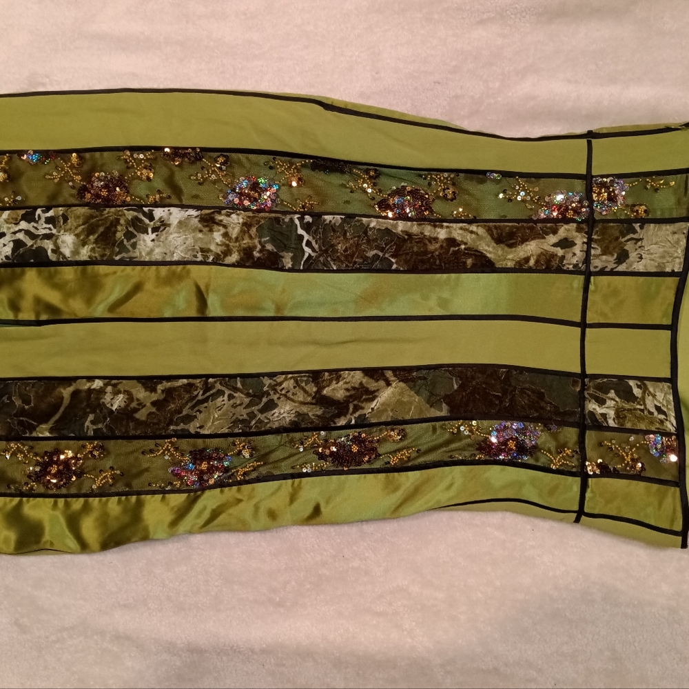 Kay Unger Elegant Green Strapless Sequin Design Dress Sz 6 - Picture 4 of 4